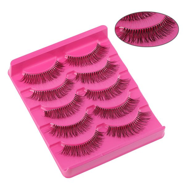 

5 pairs natural false eyelashes handmade long thick black crisscross extension eye lashes artificial soft fake eye lashes