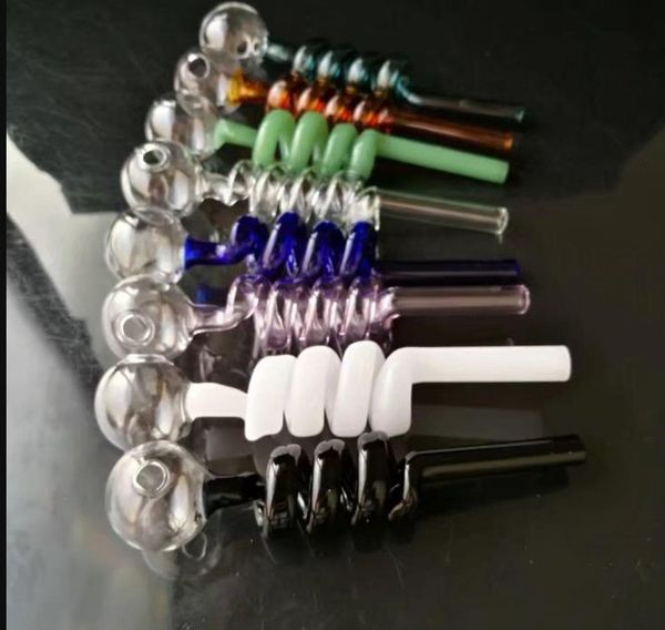 Mehrfarbige spiralförmige Glasbongs mit geradem Topf, Zubehör für bunte Pfeifen, gebogene Glaspfeifen, Ölbrennerpfeifen, Wasserpfeifen, Dab Rig Gla