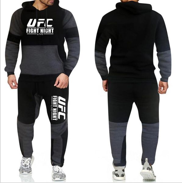 

2019 autumn and winter new men's hoodie casual suits gym men's clothing sets + pants man sweatshirt men brand hoodie set, Gray