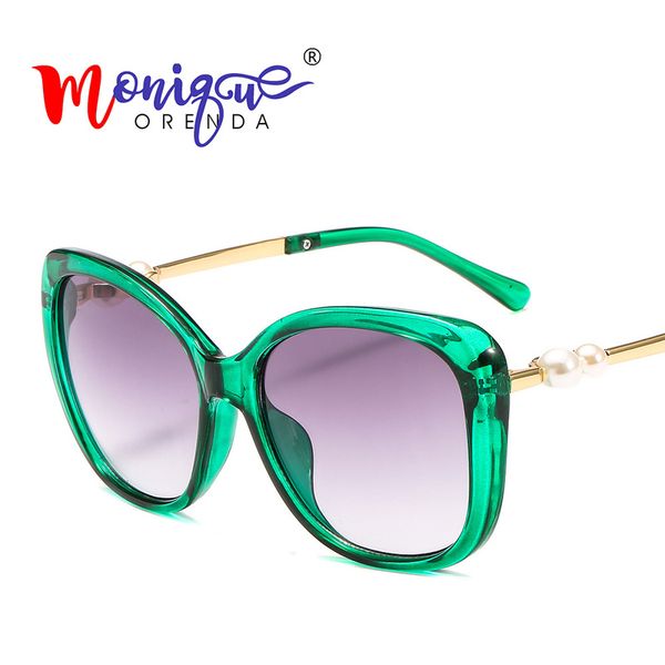 

2019 fashion cute ladies cat eye sunglasses women vintage brand gradient color sun glasses pearl inlay uv400, White;black