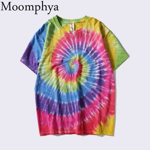 

moomphya bright spiral tie dye print men t shirt paisley printed t-shirt men camisetas hombre hip hop tshirt men summer t200617, White;black