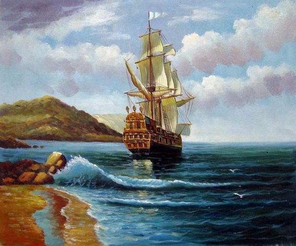 

tall ship sailing home decor handpainted & hd print oil painting on canvas wall art canvas pictures 191127