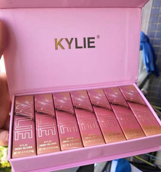 

Dhl free hipping makeup 2018 chri tma edition 7pc et high glo 7color lip glo liquid lip tick pink et