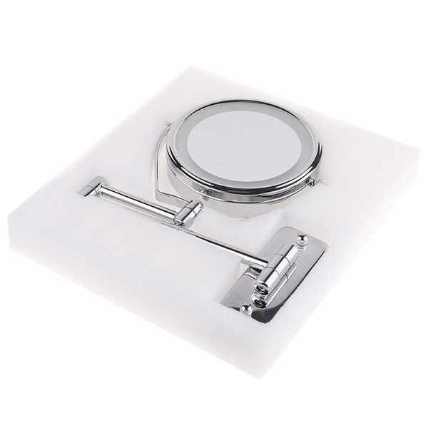 

1pc folding double wall mount vanity mirror 6" led light makeup mirror silver led makeup with light