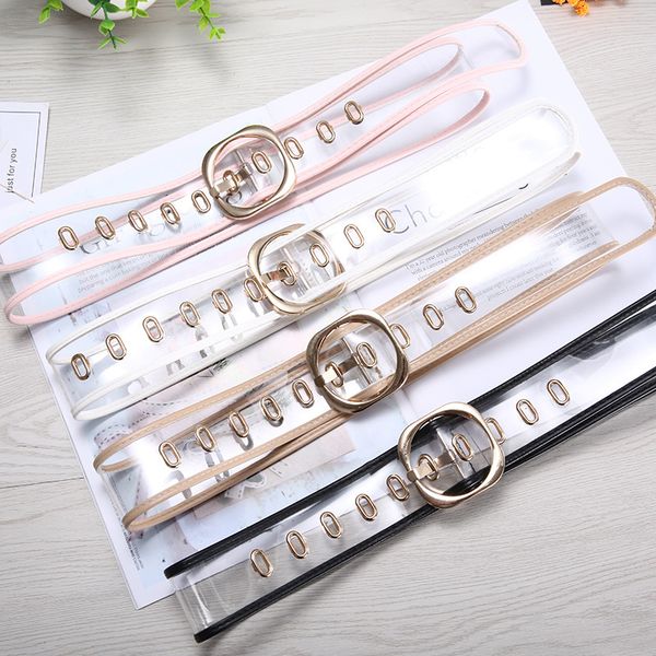 

new fashion resin transparent women belt clear square pin buckle wide waist bands ladies waistband wild punk strap belts, Black;brown