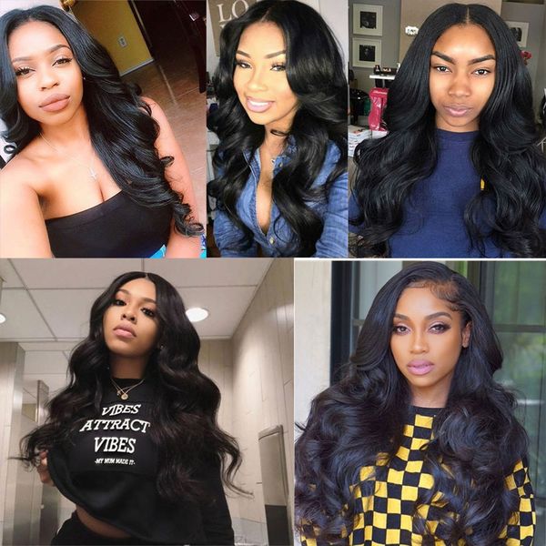 

full lace human hair wigs for black women brazilian body wave wigs remy hair pre plucked bleached knots