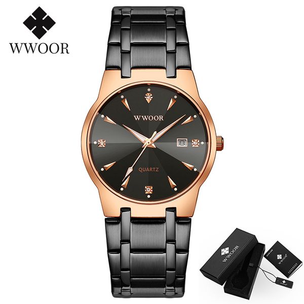 

wwoor man watch 2020 business quartz wrist watches mens waterproof stainless steel diamond watch for men, Slivery;brown
