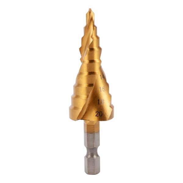 

larger 4-20mm hss step cone drill set titanium coated hole cutter 1/4 inch hex shank power tools
