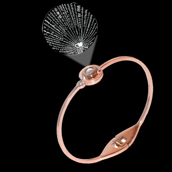 

fashion bracelet women 100 languages i love you memory bracelet steel rose gold numerals crystal charm bracelets & bangles gifts, Black