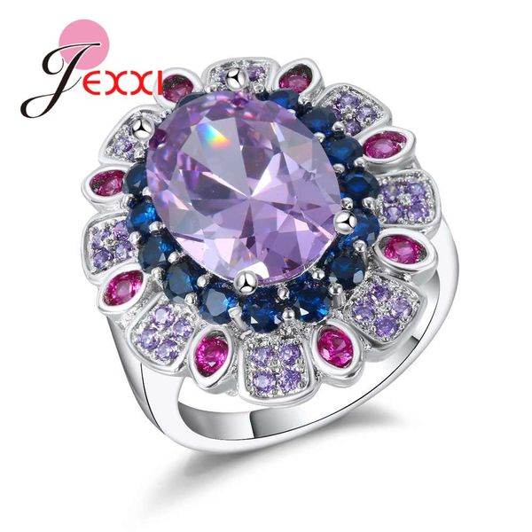 

grade luxury finger ring with purple stone 925 sterling silver ring for women selling wedding gift
