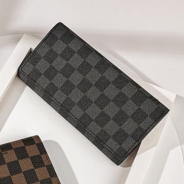 

2019 new men plaid wallets classic long style card holder male purse quality zipper large capacity big wallet for m, Red;black