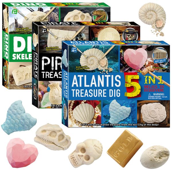 

wj1062x5 educational toys archaeological pirates set children's diy toy manufacturers excavation kits for kids excavation tools