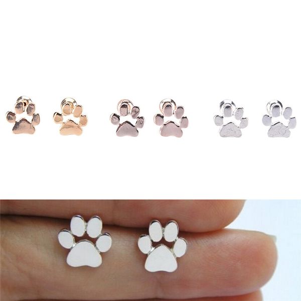 

cute animal cat and dog print earring stud animal love jewelry silver stud earring girl, Golden;silver