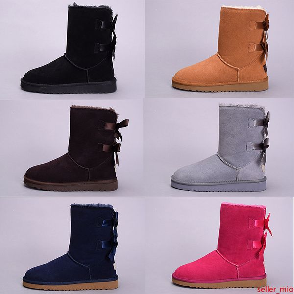 

new wgg bowtie women's australia classic knee boots black grey chestnut coffee navy blue red women girl winter boot us5-10