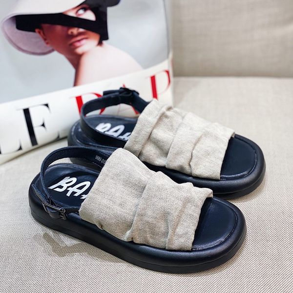 

errfc summer new women grey casual sandals fashion foward ladies denim breathable slides for girls platform 39, Black