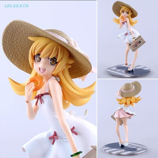 

japanese anime oshino shinobu action toy figures 17cm alter sunshine girl kiss-swearing straw hat and dress girl figure mx200727