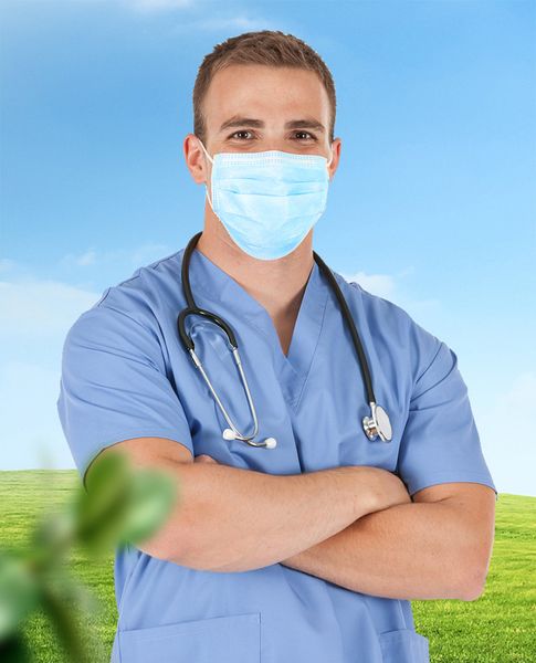 

Быстрая доставка DHL синий 200 шт. / лот одноразовая маска для лица 3 слоя нетканый рот не Антипылевые антибактериальные дышащие защитные маски