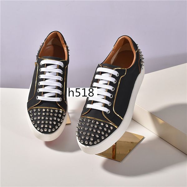 

лучшие новые красные днища плоские неопреновые кроссовки мужская обувь женская заклепки спайк колючие младший носок кристал donna1, Black