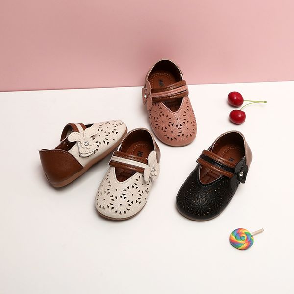 

spring and autumn baby princess hollow shoes 1-3 years old soft bottom non-slip girls toddler shoes girls leather
