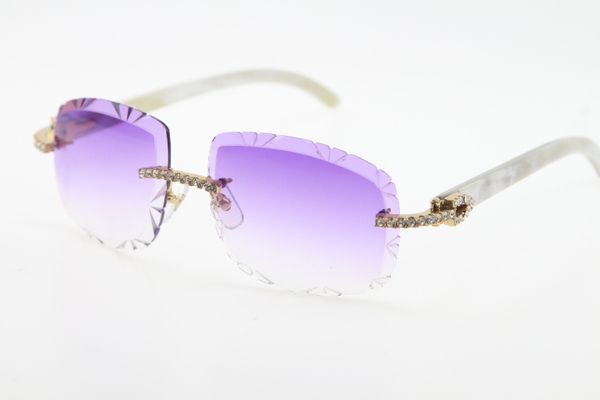 

rimless diamond mix white genuine horn buffalo horn sunglasses man sunglasses 3524012-b glasses unisex, White;black