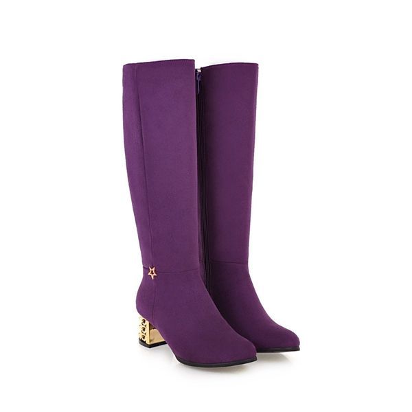 

women's shoes/ground elastic velvet/spring and autumn fashion/boots/round head/heels/side zippers/oud&3018, Black