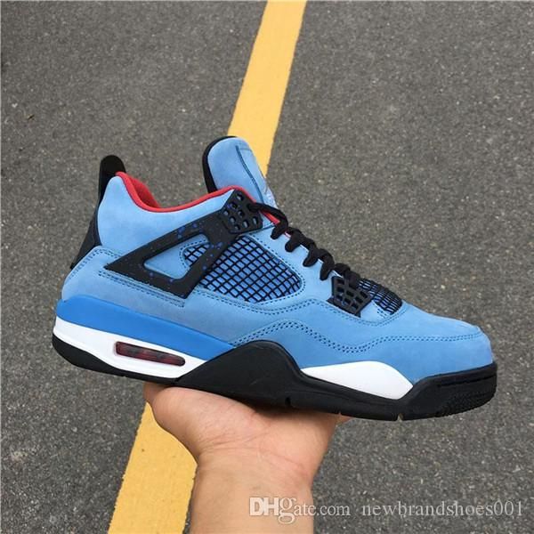

2020 wholesale travis scotts 4 cactus jack university blue black brand basketball shoes men 4s cactus jack sneakers