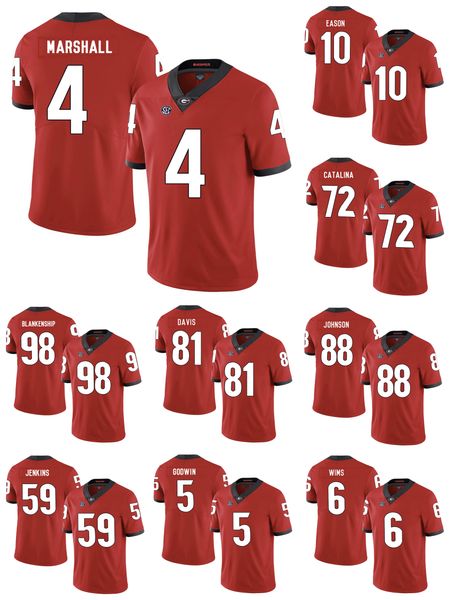 

jacob eason stitched men's georgia bulldogs toby johnson reggie davis keith marshall javon wims jenkins college football jersey, Black