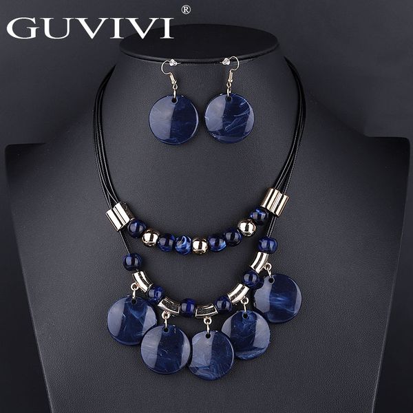 

guvivi vintage statement jewelry sets for women big beaded round pendant collar necklaces earrings bridal wedding jewelry ne+ea, Silver