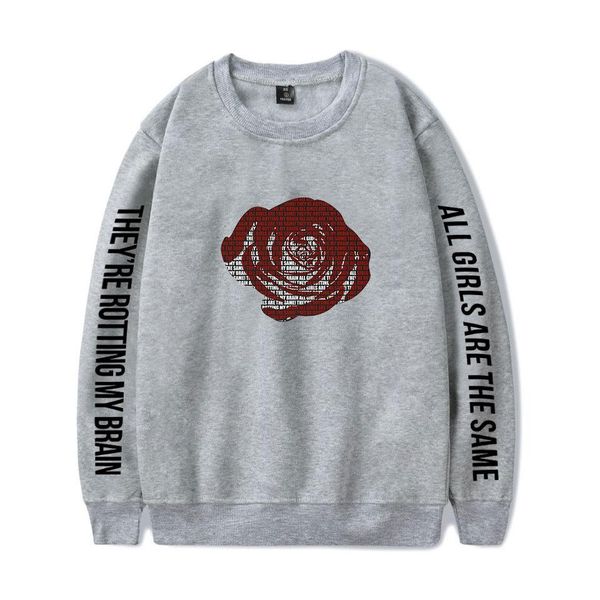 

juice wrld mens autumn designer hoodies long sleeve floral print hip hop singer homme clothing faashi, Black