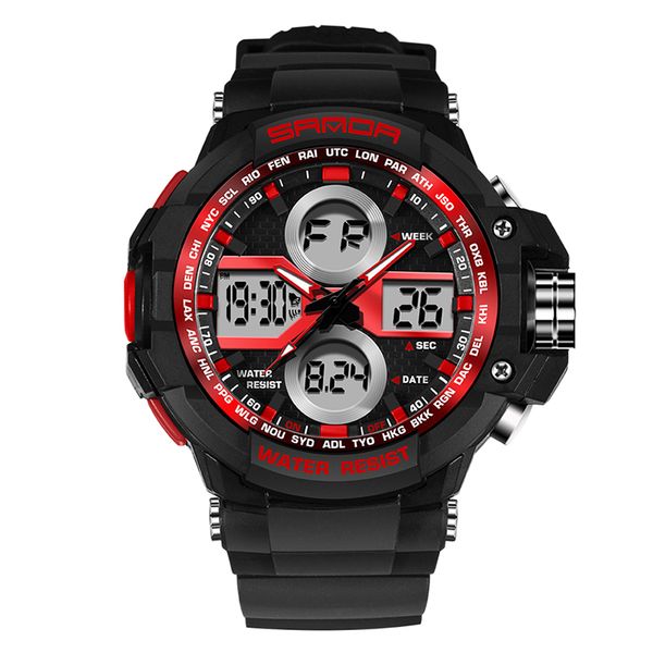 

sumtock watch men digital analog sport watch mens fitness wristwatch with alarm dual display watches relogio masculino militar, Slivery;brown