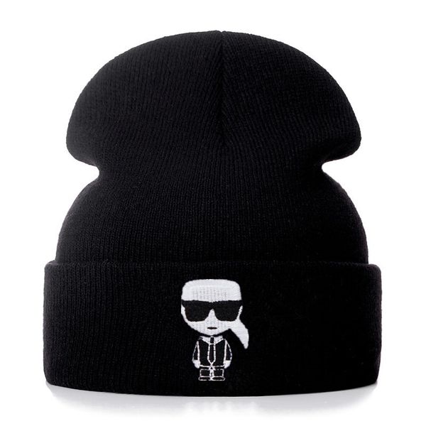 

designer karl cotton embroidery casual beanies for men women knitted winter hat solid hip-hop skullies bonnet cap