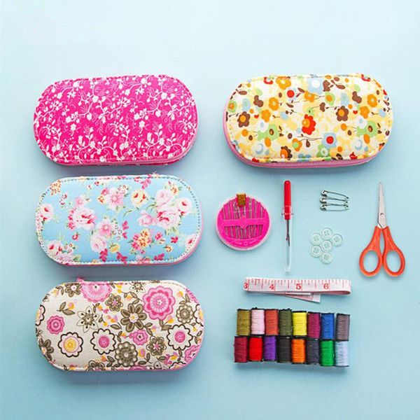 

new portable mini sewing kit box with needle threads pin scissor set sewing box home traveling handwork diy tools smd66, Black