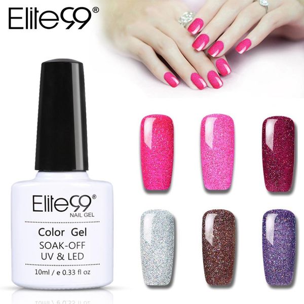 

elite99 10ml neon color gel nail polish semi permanent nail gel varnish soak off glitter uv led polish diy art manicure, Red;pink