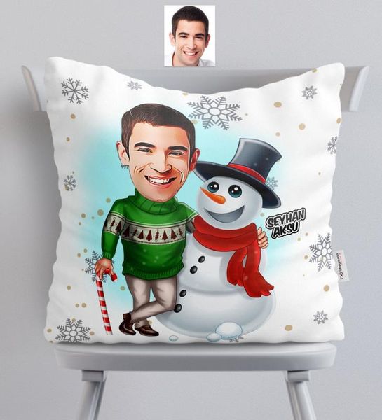 

personalized christmas themed bay caricature of satin pillow-4 pillow case