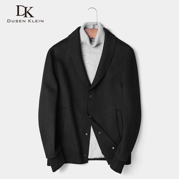 

men wool coat winter woolen jackets casual warm coat 2019 new 8819, Black