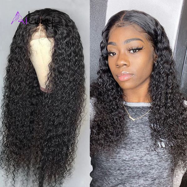 

ailuxy 360 honey curly lace front human hair wigs with baby hair brazilian virgin short curly bob wigs for women, Black;brown