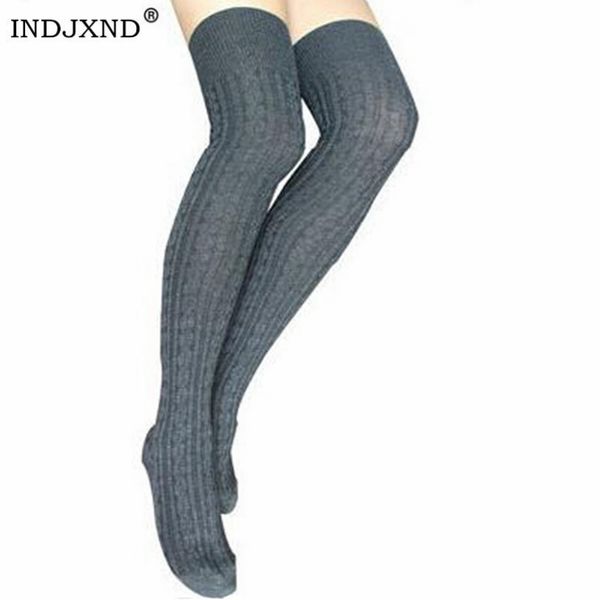 

indjxnd women girl over knee high socks spring autumn winter warm knit soft thigh high long socks twist knitting knee, Black;white