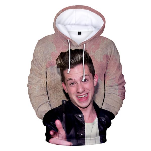 

new product 3d print singer charlie puth hoodies men/women casual harajuku youth handsome sweatshirt charlie puth 3d hoodies, Black
