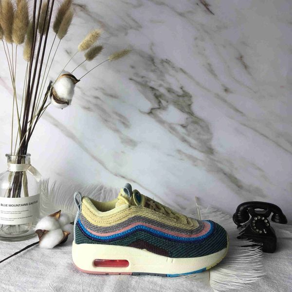 

2019 kids sean wotherspoon 1 hybrid 97 boy girl corduroy sports shoes baby children parra designers sneakers bowling shoes, Black
