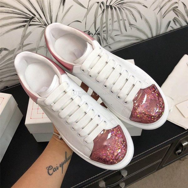 

многокрасочные блестки шнуровке кроссовок платформы досуг роскошь дизайнерские мужчин женщин моды старинные обувь высокого качества на заказ, Black