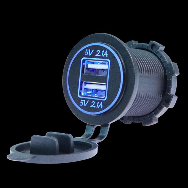 

car dual usb charger cover for motorcycle auto truck atv boat 12v-24v led dual usb socket mount charger power adapter
