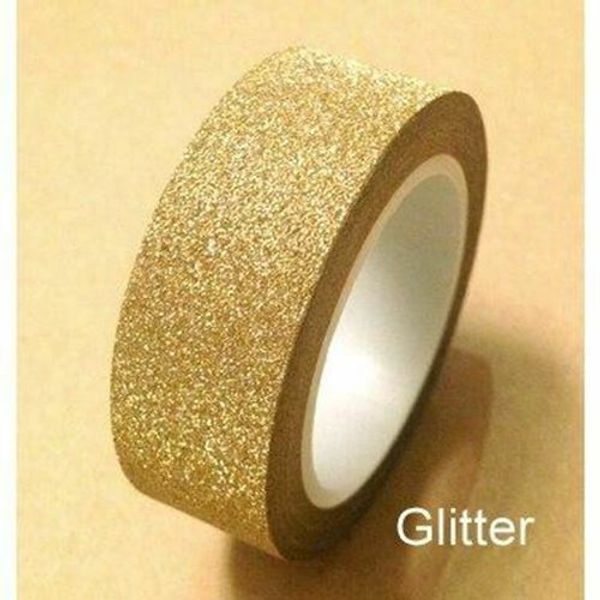 

10m glitter washi sticky paper masking adhesive tape label diy craft gold
