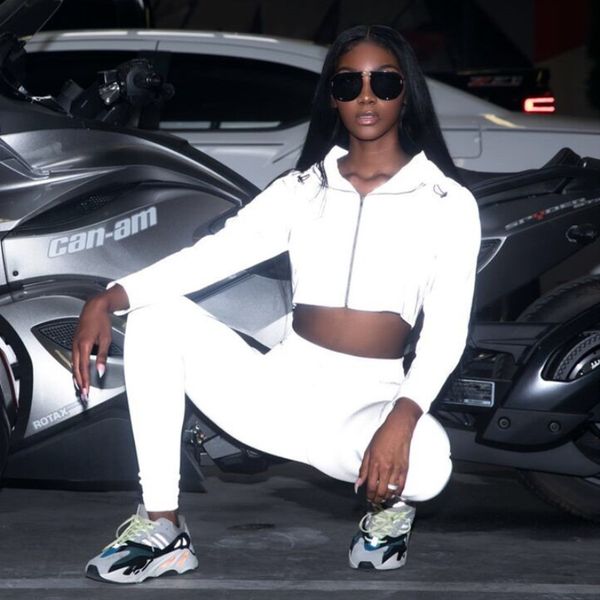 

new fashion reflective zipper hooded women two pieces sets 2018 autumn reflective hoodies short skirts zip pockets female sets, Black