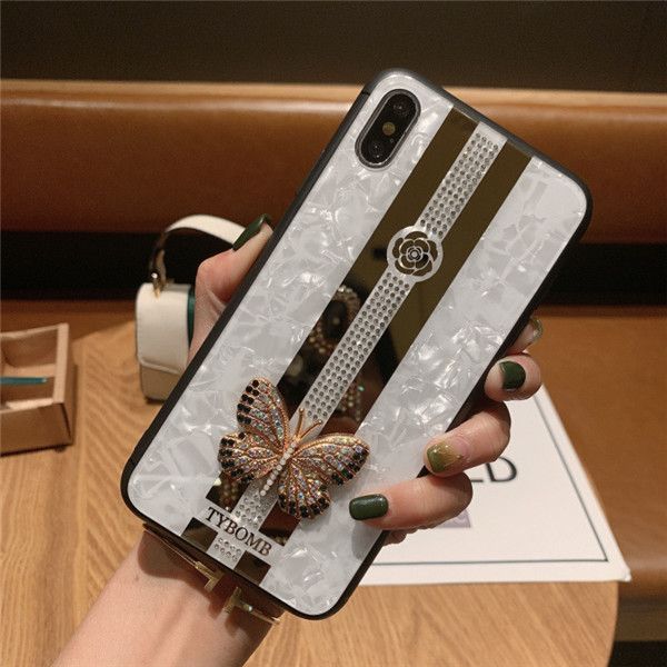 

luxury mirror fashion 3d inlaid butterfly phone case for iphone 11promax x xr xs max case for iphone 7 8 6splus back cover