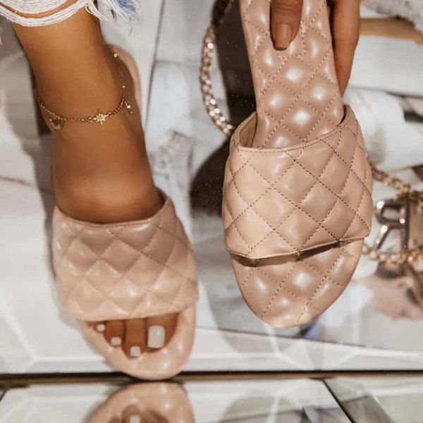 

2020 новый тапочки lattice кожа женщины сандал open toe плоский повседневный слайды летний открытый пляж женщины вьетнамки, Black