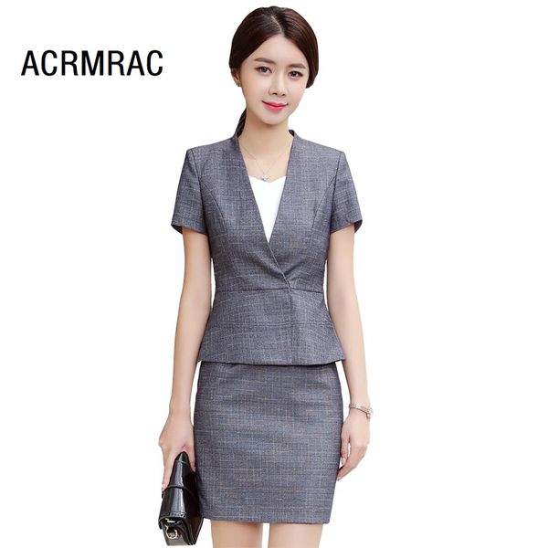 

women suits slim summer plaid jacket skirt 2-piece set formal business women skirt suits woman set 1319, White;black