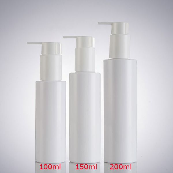 

300 pcs/lot pet cosmetic refillable bottle 100ml 150ml 200ml white plastic pump bottle makeup lotion container