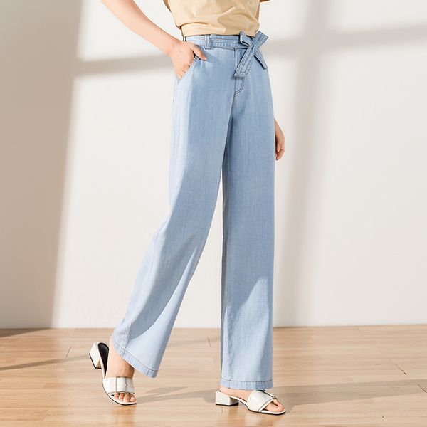 

women's jeans 2021 summer korean casual pants large straight tube high waist wide leg denim 9129b, Blue
