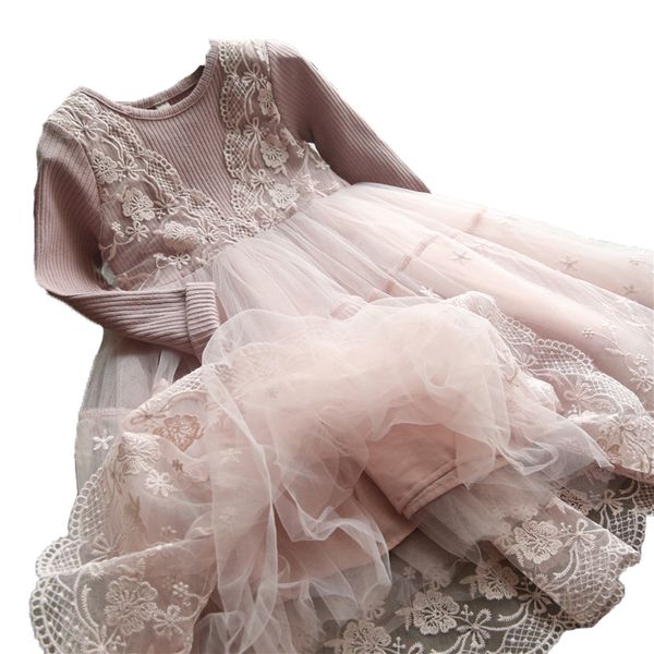 

autumn winter girls dress 2018 casual long sleeves lacemesh kids dresses for girl autumn clothing cute princess dress, Red;yellow