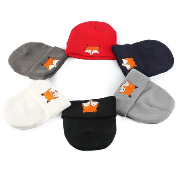 

new fox hat pattern knitted hat winter embroidery wool cap outdoor women men warm accessories, Yellow